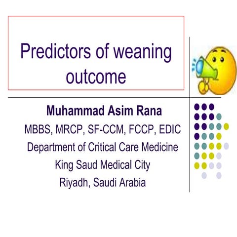 Predictors of weaning from mechanical ventilator outcome