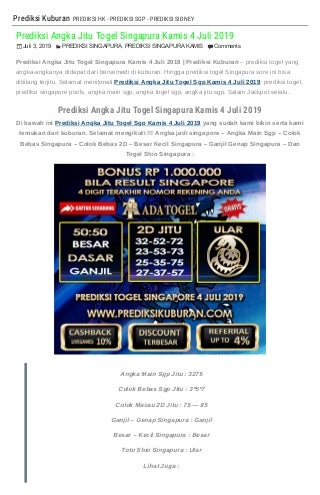 prediksi angka jitu togel singapura yang akan keluar hari ini