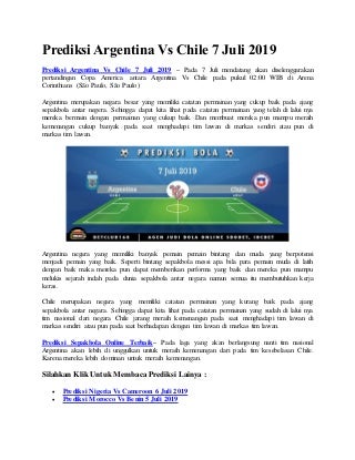 Prediksi argentina vs chile 7 juli 2019