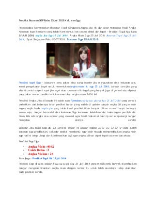 data keluaran sgp rabu 2018