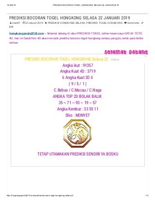 bocoran dari bandar togel hongkong