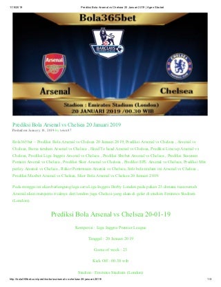 Prediksi bola arsenal vs chelsea 20 januari 2019 agen sbobet bola365bet
