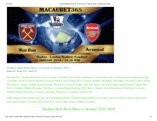 Prediksi bola west ham vs arsenal 12 januari 2019 prediksi skor bola