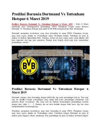 Prediksi borussia dortmund vs tottenham hotspur 6 maret 2019