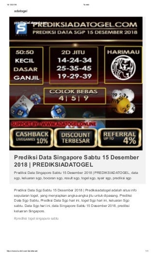 Prediksi Data Singapore Sabtu 15 Desember 2018 - PREDIKSIADATOGEL