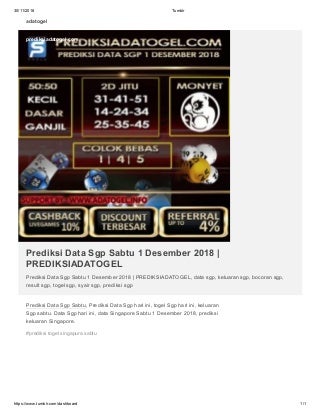 Prediksi Data Sgp Sabtu 1 Desember 2018 - PREDIKSIADATOGEL