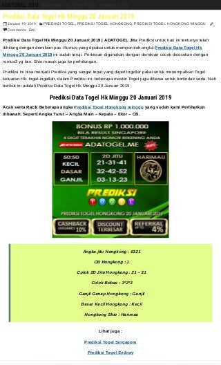 daftar togel pengeluaran 2019