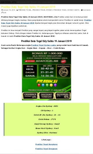 Prediksi data togel sdy sabtu 19 januari 2019 adatogeljitu