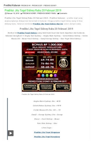togel prediksi angka sidney hari ini
