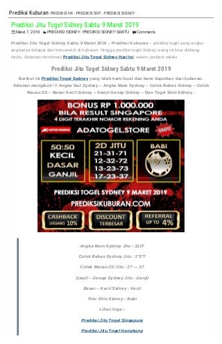 togel prediksi angka sidney hari ini