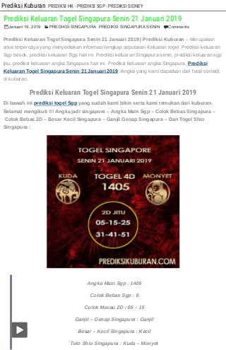 Prediksi keluaran togel singapura senin 21 januari 2019