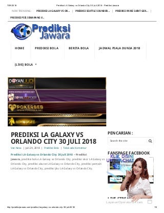 Prediksi la galaxy vs orlando city 30 juli 2018
