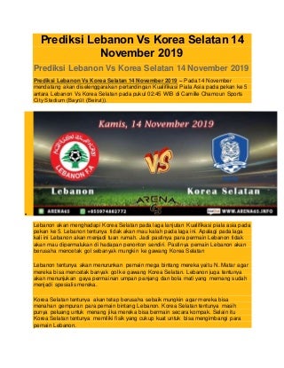 Prediksi lebanon vs korea selatan 14. november 2019