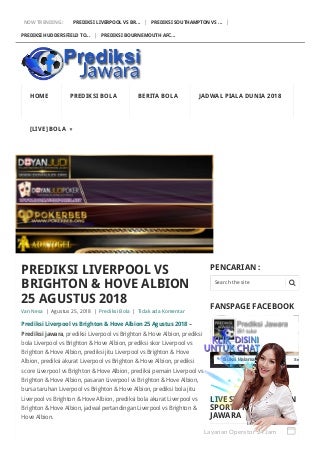 Prediksi liverpool vs brighton & hove albion 25 agustus 2018