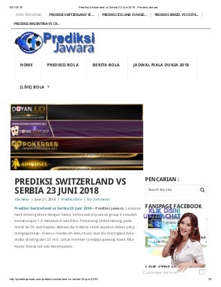 Prediksi switzerland vs serbia 23 juni 2018 prediksi jawara