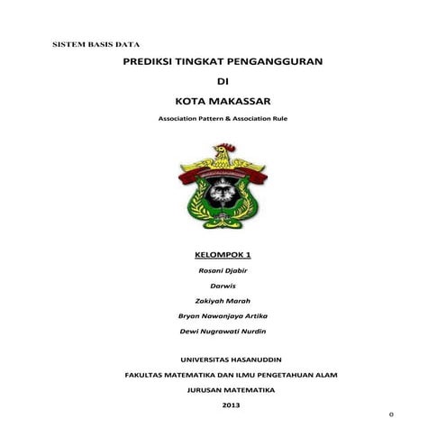 Prediksi Tingkat Pengangguran Kota Makassar 2011-2015