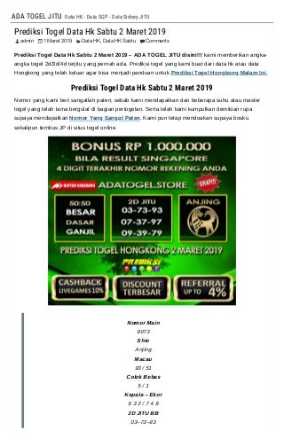 keluaran hk 6d togel master