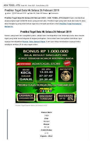 Prediksi togel data hk selasa 26 februari 2019