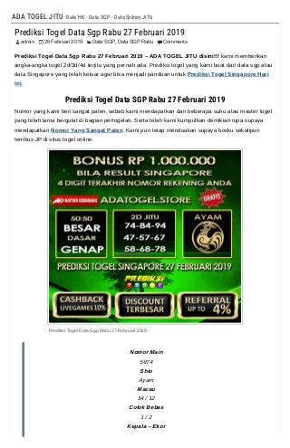 daftar togel sgp keluar
