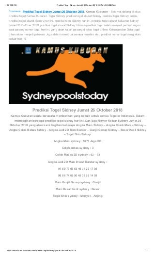 togel angka sidney yg keluar hari ini