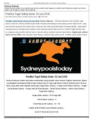 togel angka sidney yg keluar hari ini