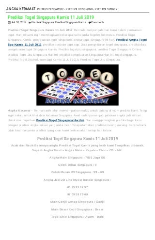 data result togel singapura