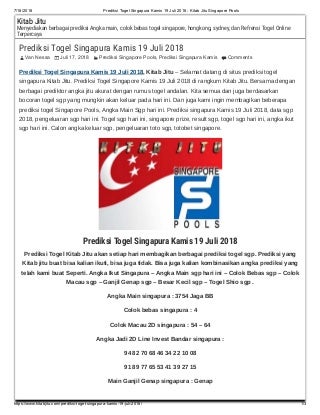 pengeluaran togel singapura hari ini live