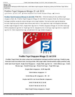 prediksi singapore bandar togel