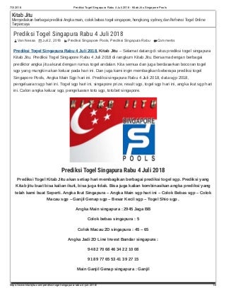 prediksi singapore bandar togel