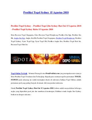 togel sydney keluaran hari ini
