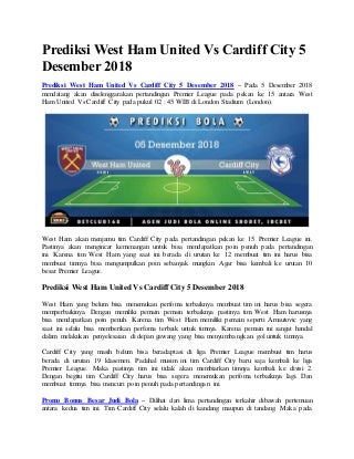 Prediksi west ham united vs cardiff city 5 desember 2018