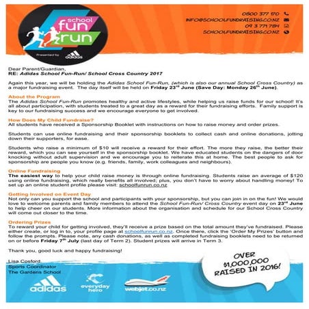 Adidas Fun Run Pre event Letter