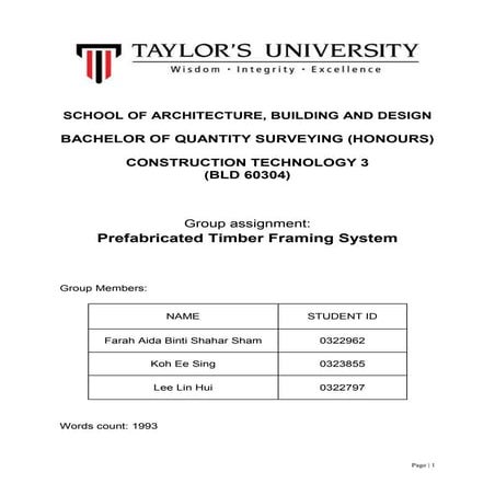 Prefabricated timber framing  systems