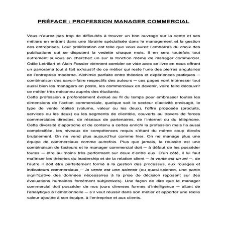 Preface : Profession Manager Commercial
