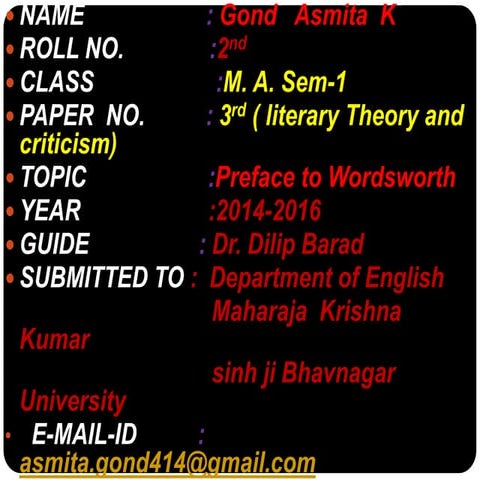 Preface to Wordsworth Presentation