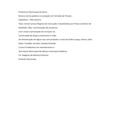 Prefeitura municipal de ouro