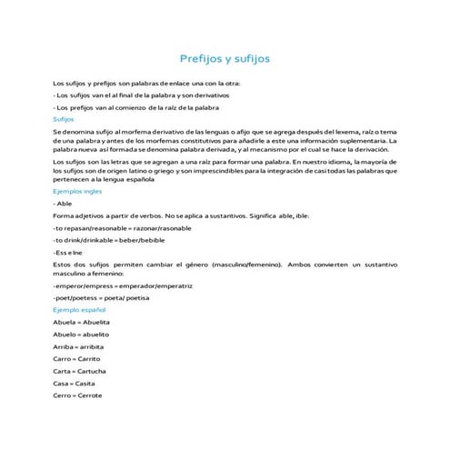 Prefijos y sufijos