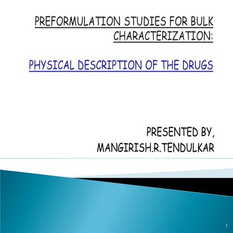 Preformulation studies for bulk characterization