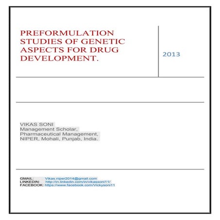 Preformulation studies of genetic aspects for drug development