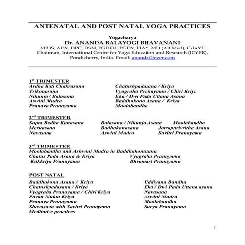 Yoga practices for a healthy pregnancy by Dr Ananda