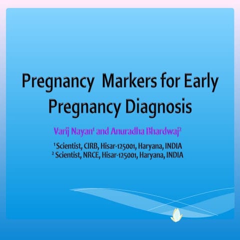 Pregnancy  markers for early pregnancy diagnosis