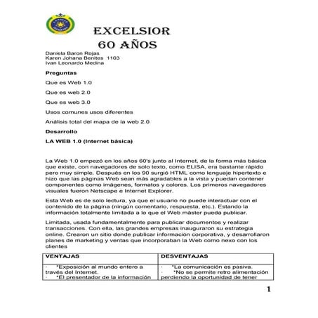 Analisis de la web 1.0 2.0 3.0 