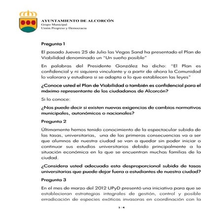 Preguntas al pleno julio 2013