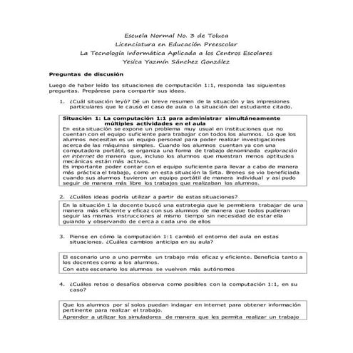 Preguntas de discusión escenarios 1 a 1