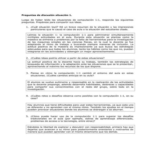 Preguntas de discusión situación 1.