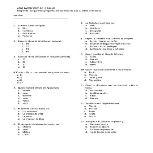 Preguntas de la biblia