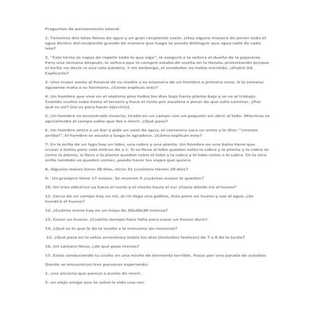 Preguntas de pensamiento lateral