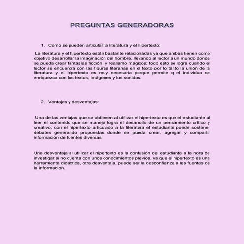 Preguntas generadoras