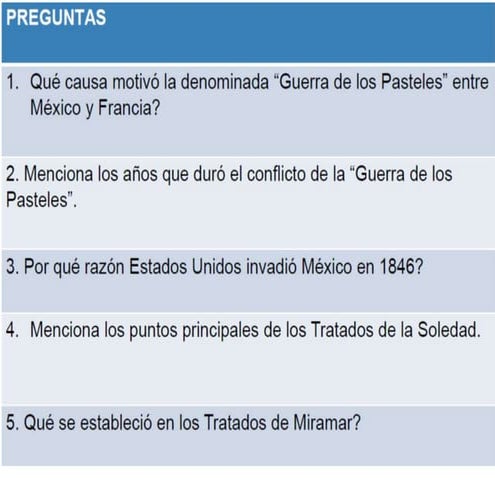 Preguntas historia de mexico 2 | PPT