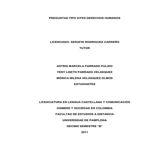 Preguntas tipo icfes derechos humanos